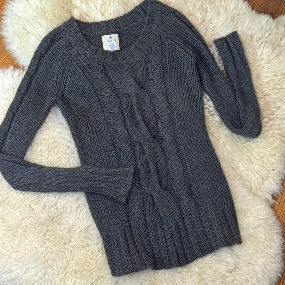 aerie Cable Knit Mohair Sweater